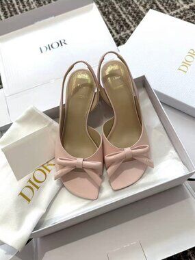 Dior Light Pink Slingback Heels Bow Detail Open‑Toe Sandals
